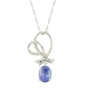 1.20ctw Oval Tanzanite with Diamond Accents Pendant in 14K White Gold - Chain Not Included