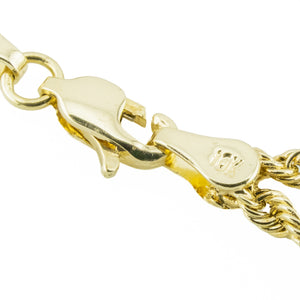 2.80ctw Round Blue Topaz Accented Gemstone 7.5" Rope Bracelet in 10K Yellow Gold - 4.4 Grams
