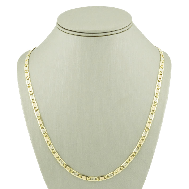 4mm Wide Fancy Mariner 24" Chain in 14K Three-Tone Gold - 22.7 Grams