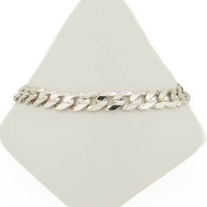 8mm Wide Curb Chain Link 9" Bracelet in 10K White Gold - 17.9 Grams