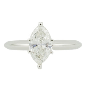 1.01ct Marquise H/I1 Diamond Solitaire Engagement Ring in 14K White Gold - Size 6