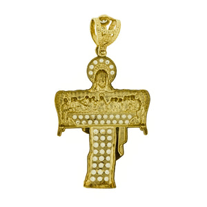 Cubic Zirconia Last Supper Pendant in 10K Two-Tone Gold