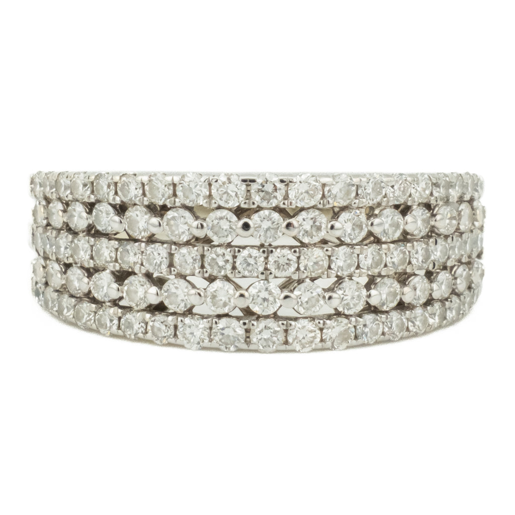 1.00ctw Diamond Cluster Fashion Ring in 14K White Gold - Size 8.25