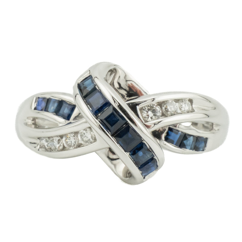 0.30ctw Sapphire and Diamond Accents Ring in 14K White Gold - Size 7