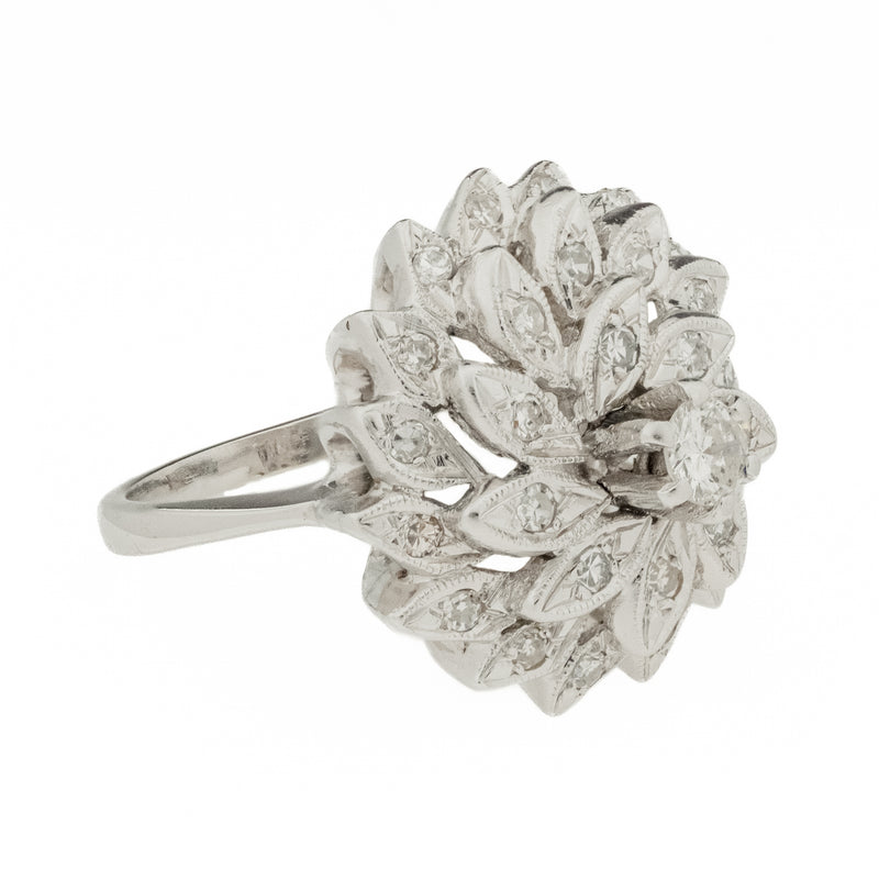 0.75ctw Vintage Diamond Fashion Ring in 14K White Gold - Size 5.5