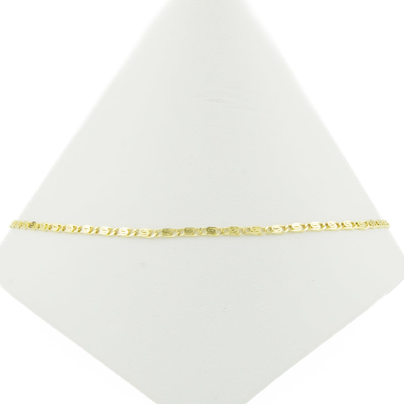 2mm Wide Fancy Link Anklet 10" Chain in 14K Yellow Gold