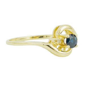 0.15ctw Round Sapphire with Diamond Accents Gemstone Ring in 14K Yellow Gold - 5.75