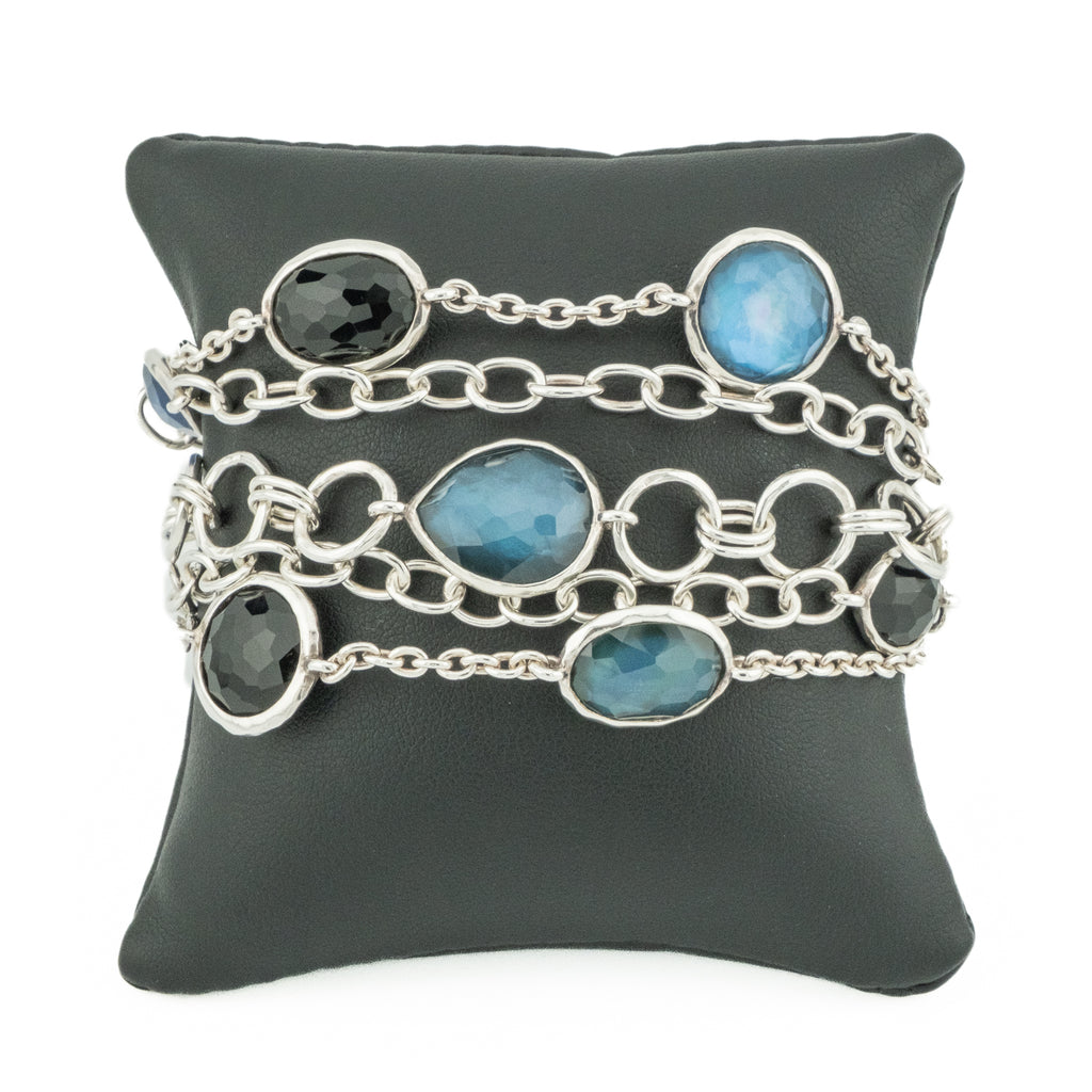 Ippolita Blue, Black and White Stone 6.5" Bracelet in Sterling Silver