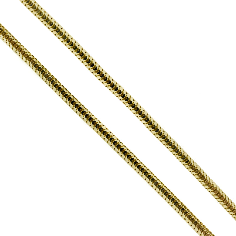 1.8mm Wide Octagonal Snake Link 24" Chain in 14K Yellow Gold