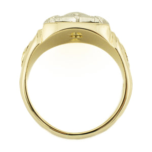 0.25ctw Round Brilliant Solitaire Diamond Masonic Ring in 14K Two-Tone Gold - Size 10.75