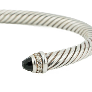 David Yurman 5mm Black Onyx Classic Cable 7" Bracelet in Sterling Silver