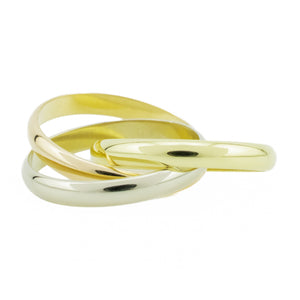 Cartier Trinity Gold Band Ring in 18K Tri-Tone Gold - Size 3.25