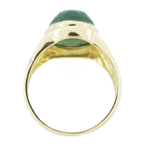 Jade Scarab Solitaire Ring in 10K Yellow Gold - Size 6.75