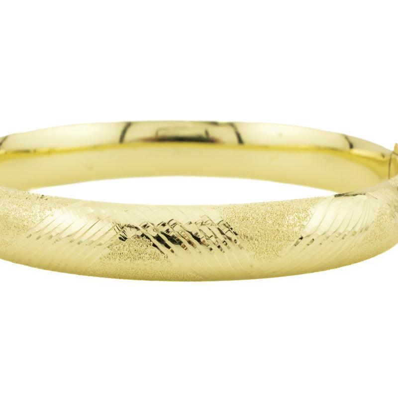 10mm Fashion Hollow Bangle 8" Bracelet in 14K Yellow Gold