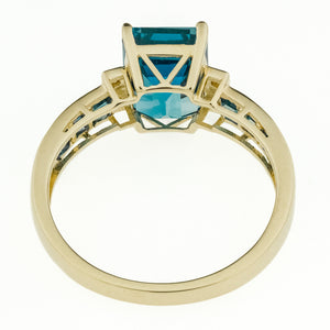 2.62ctw Blue Topaz with Diamond and Blue Topaz Accents Ring in 14K Yellow Gold - Size 8