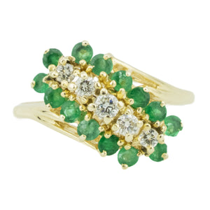 0.40ctw Emerald w/ 0.15ctw Diamond Accents Gemstone Ring in 14K Yellow Gold - Size 6.25