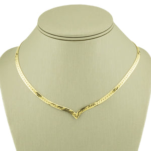 3.8mm Herringbone V-Shape Chain 16" Necklace in 14K Yellow Gold