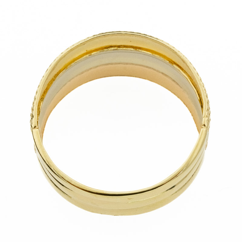 Fashion Gold Ring in 18K Three Tone Gold - Size 8