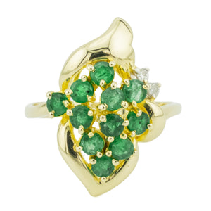 0.65ctw Emerald & Diamond Accented Gemstone Ring in 14K Yellow Gold - Size 7