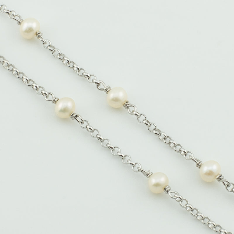 David Yurman Pearl Station Necklace 60" in S925