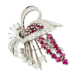 1.10ctw Ruby & 0.80ctw Diamond Accents Ring in 18 White Gold - Size 6