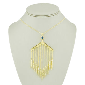 1.20ct Oval Sapphire Chime 30" Necklace in 18K Yellow Gold - 20.3 Grams