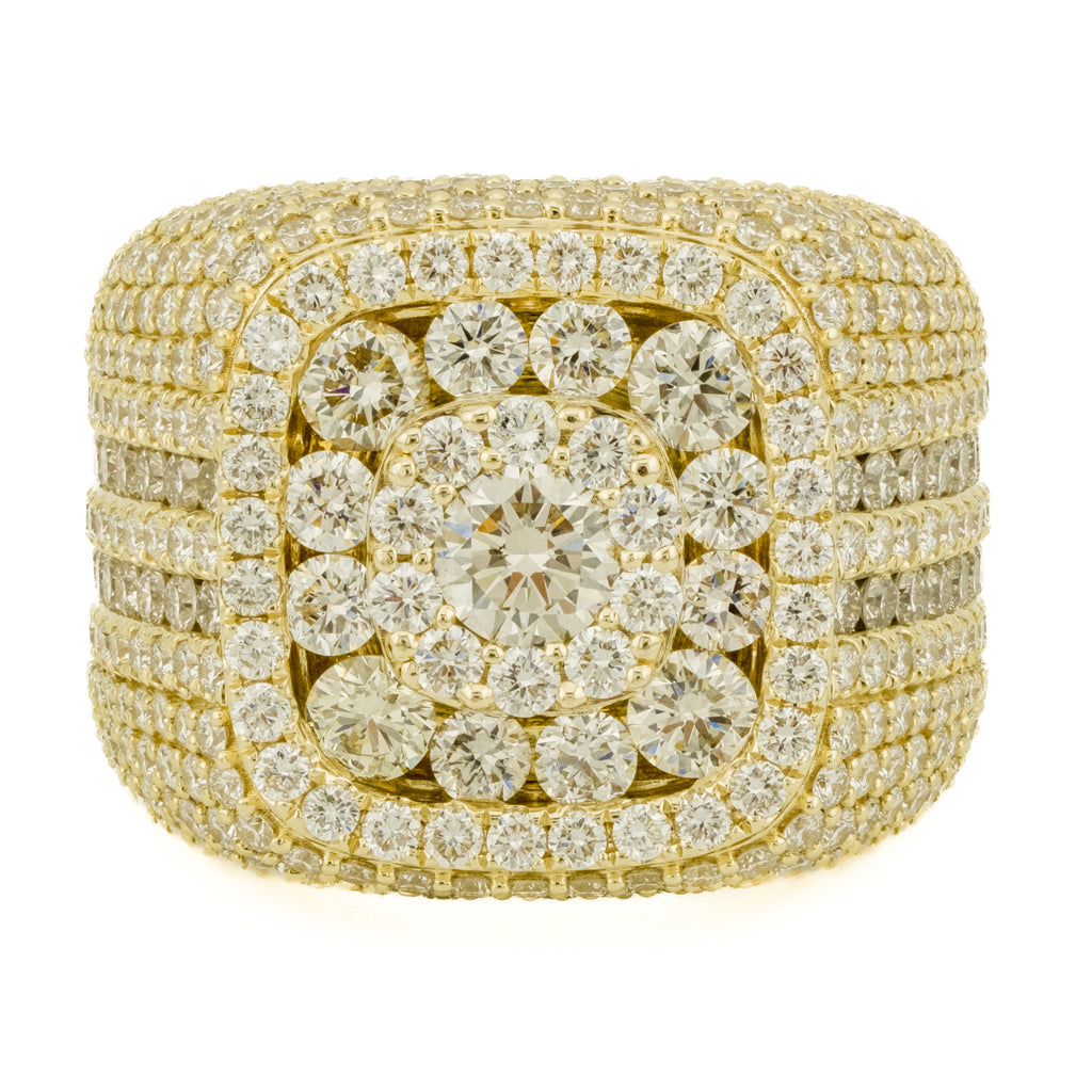 7.4ctw Gent's Diamond Cluster Ring in 14K Yellow Gold - Size 10