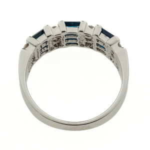 0.82ctw Sapphire and Diamond Accents Ring in 14K White Gold - Size 7