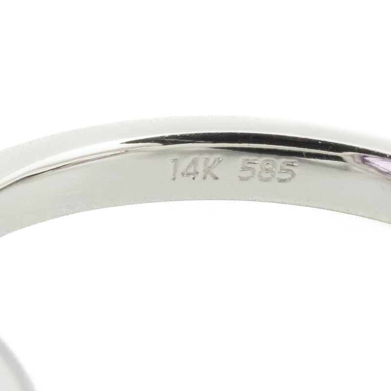 3.5ct Oval Amethyst w/ 0.15ct Diamond Accents Gemstone Ring in 14K White Gold