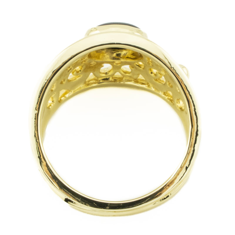 Kabana Onyx Solitaire Gemstone Ring in 14K Yellow Gold- Size 6.75