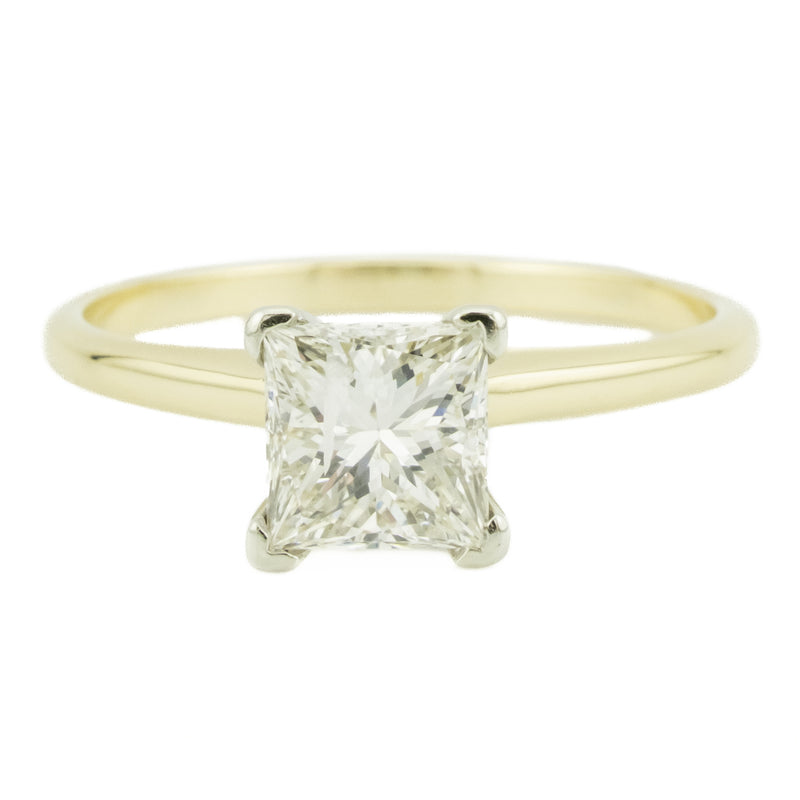 1.00ct J/I1 Princess Diamond Solitaire Engagement Ring in 14K Yellow Gold