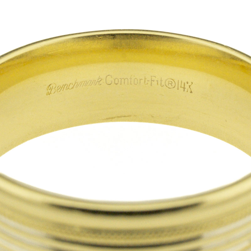 8mm Wide Benchmark Comfort-Fit Gold Wedding Band Ring in 14K Two Tone Gold - Size 12.5