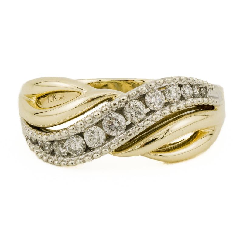 0.50ctw Round Diamond Lady's Fashion Band Ring in 14K Two Tone Gold - Size 8