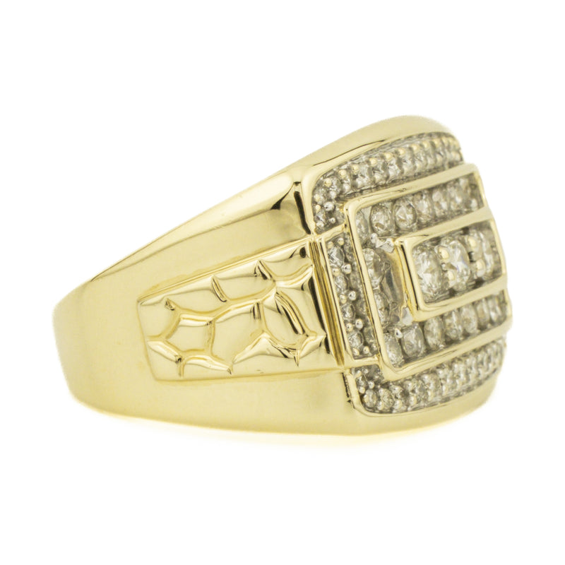 1.50ctw Gent's Diamond Cluster Ring in 10K Yellow Gold - Size 10