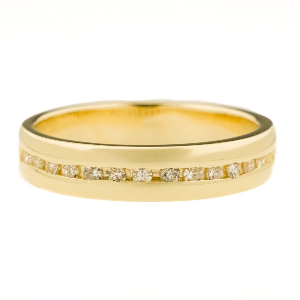 0.13ctw Diamond Accented Channel Set Wedding Band Ring in 14K Yellow Gold - Size 8