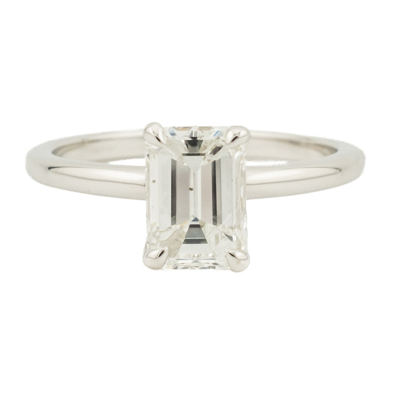 1.50ctw Emerald Cut SI1/G Diamond Solitaire Engagement Ring in 14K White Gold - Size 7