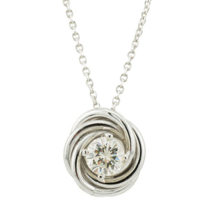 0.45ct Round Diamond Solitaire Pendant on 17" Cable Chain Necklace in 18K White Gold