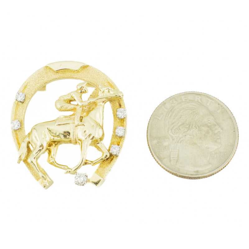 0.50ctw Diamond Accented Horse Pendant in 14K Yellow Gold - 16.2 Grams