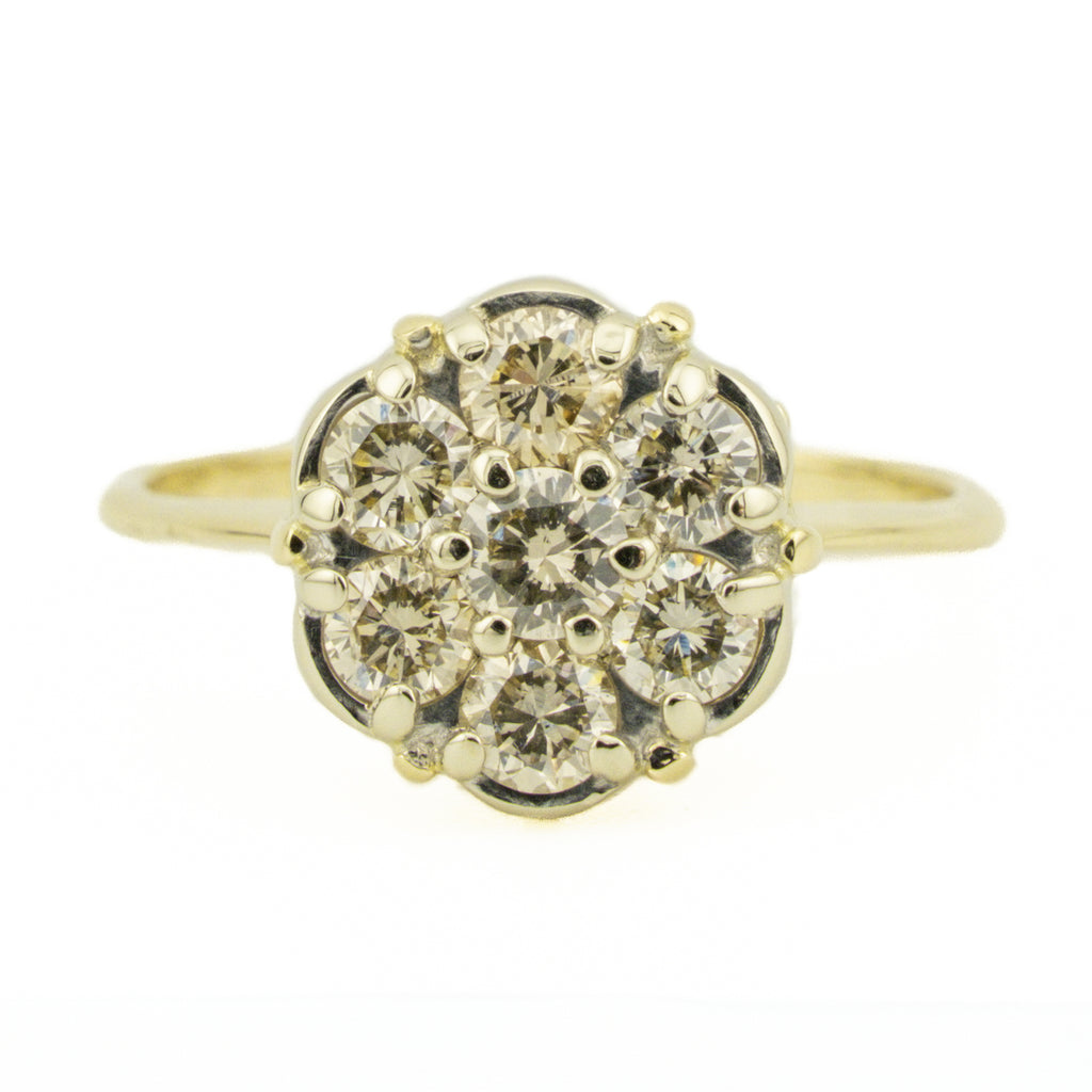 1.00ctw Diamond Cluster Lady's Ring in Two Tone 14K Gold - Size 7.5