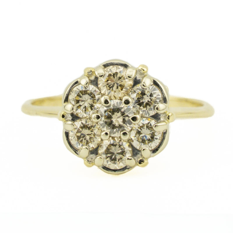 1.00ctw Diamond Cluster Lady's Ring in Two Tone 14K Gold - Size 7.5