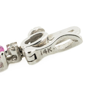 2.30ctw Pink Sapphire and Diamond Accented Bracelet in 14K White Gold - 7.8 Grams