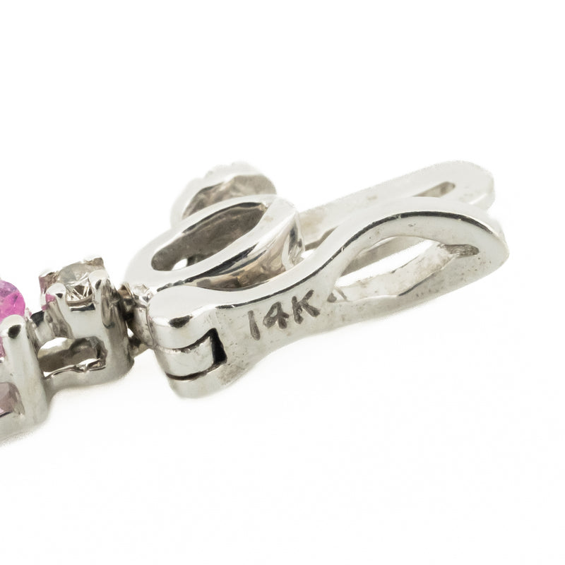 2.30ctw Pink Sapphire and Diamond Accented Bracelet in 14K White Gold - 7.8 Grams