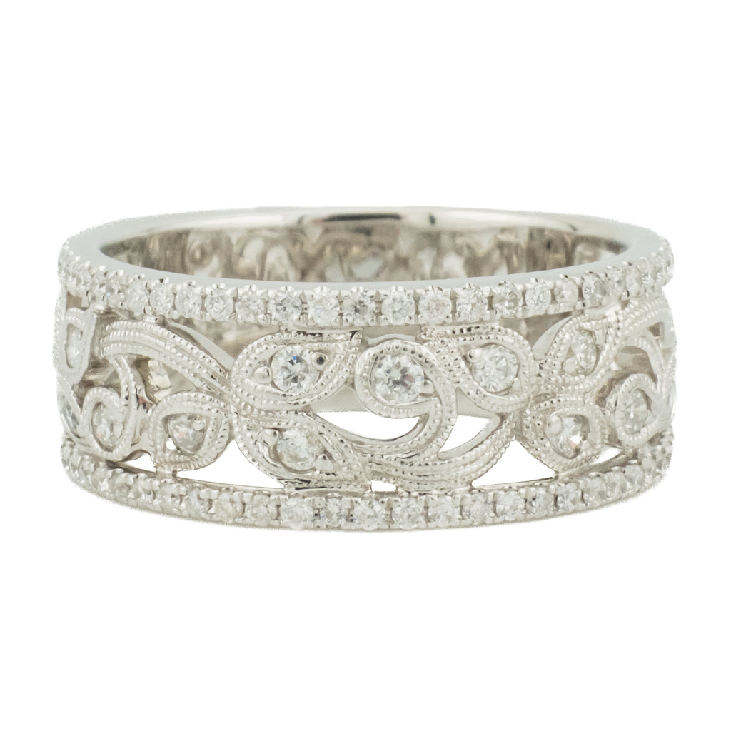 Neil Lane 0.60ctw Diamond Accented Wedding Band Ring in 14K White Gold - Size 8.5