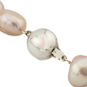 8MM-10mm Baroque Pearl Single Strand 18" Necklace in .925 Sterling Silver