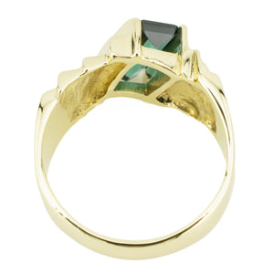 0.85ctw Emerald Cut Tourmaline Solitaire Ring in 14K Yellow Gold - Size 6.5