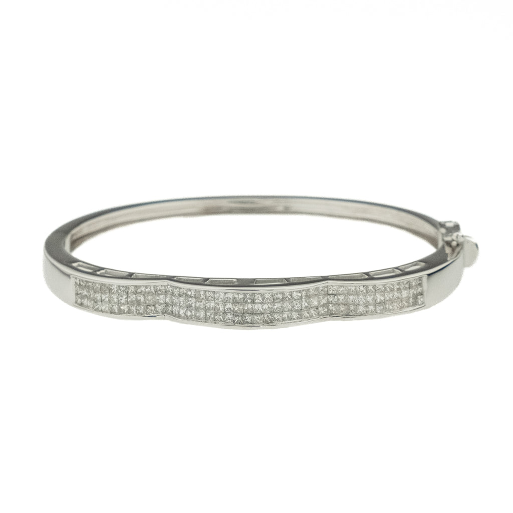 2.00ctw Diamond Invisible Set Bangle Bracelet in 14K White Gold