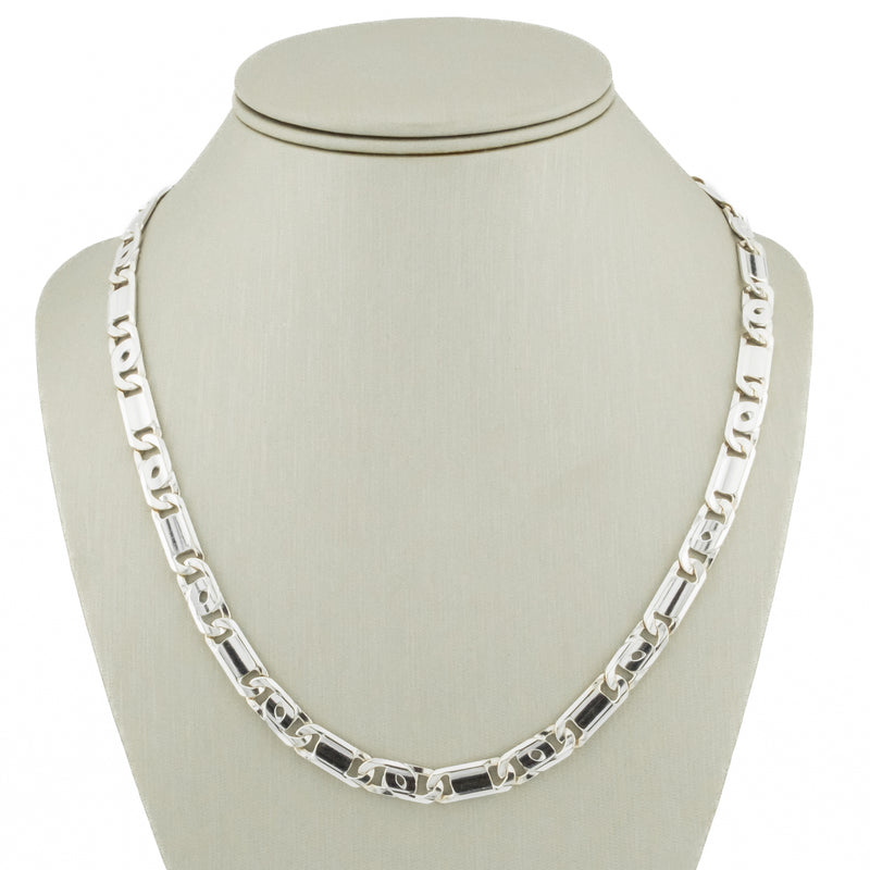 6.5mm Wide Tiger Eye 20" Chain in 14K White Gold - 41.8 Grams