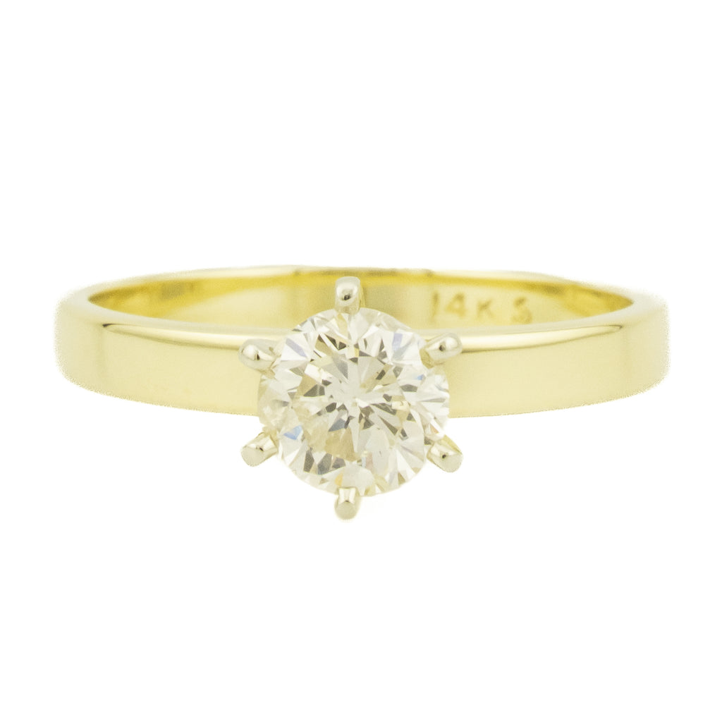 0.60ctw Round Brilliant Solitaire Diamond Engagement Ring in 14K Yellow Gold - Size 5.5