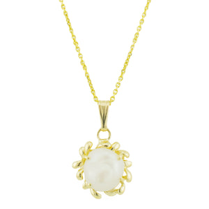 Pearl Pendant in 14K Yellow Gold - 1.7 Grams - Chain Not Included