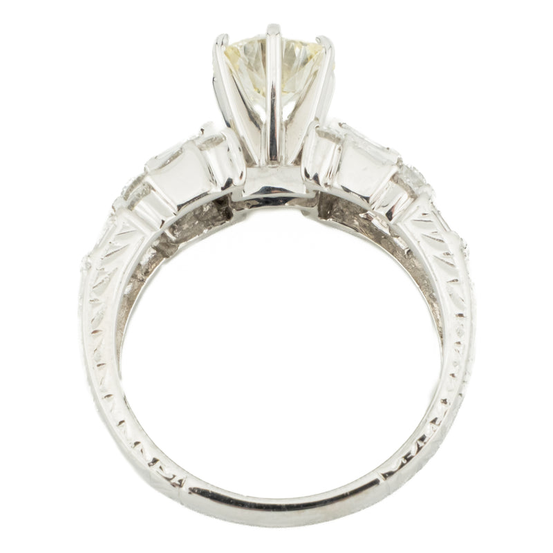 GIA 1.09ct SI1/M Round Diamond & Accented Engagement Ring in 18K White Gold - Size 6.5